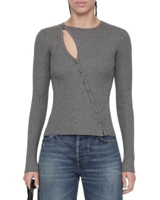 Cruz Cutout Asymmetrical Button Front Top
