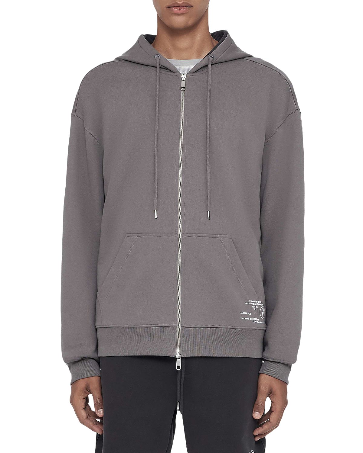 Allsaints Raphy Cotton Logo Zip Drawstring Hoodie