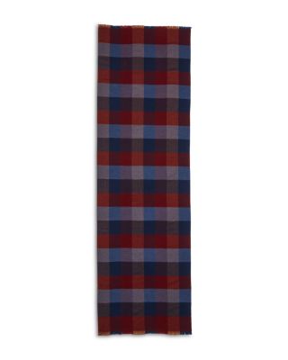Plaid Fringed Wool Scarf