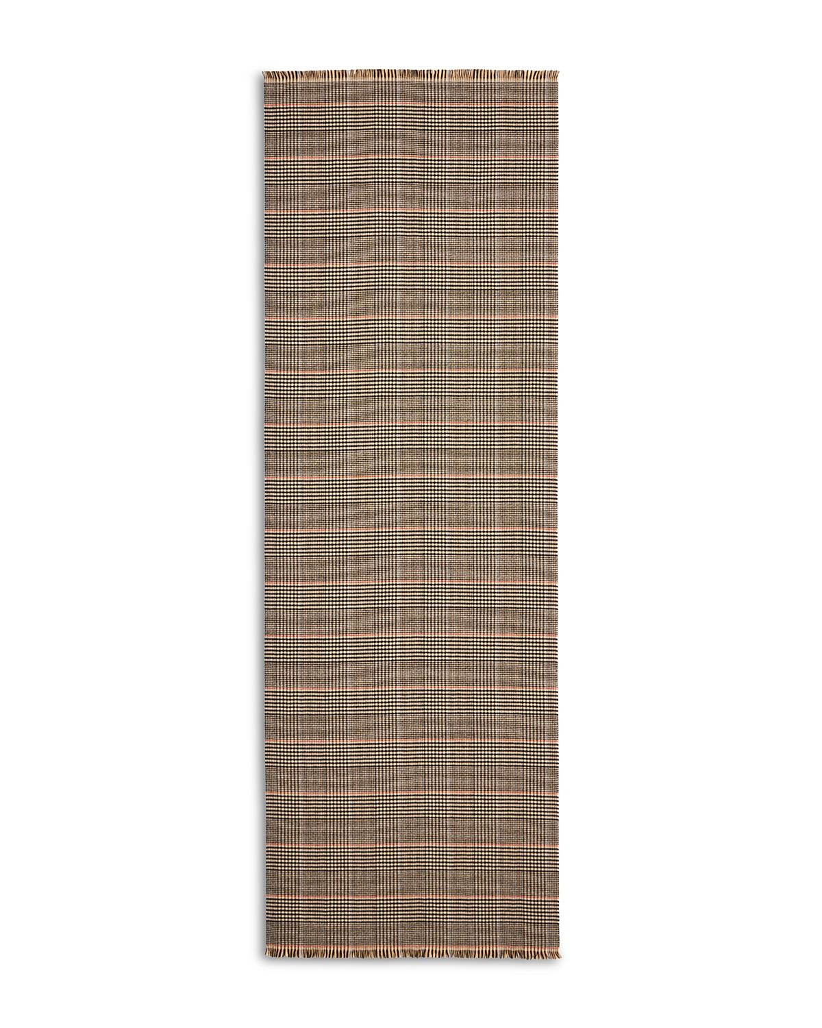 Veronica Beard Plaid Fringed Wool Scarf