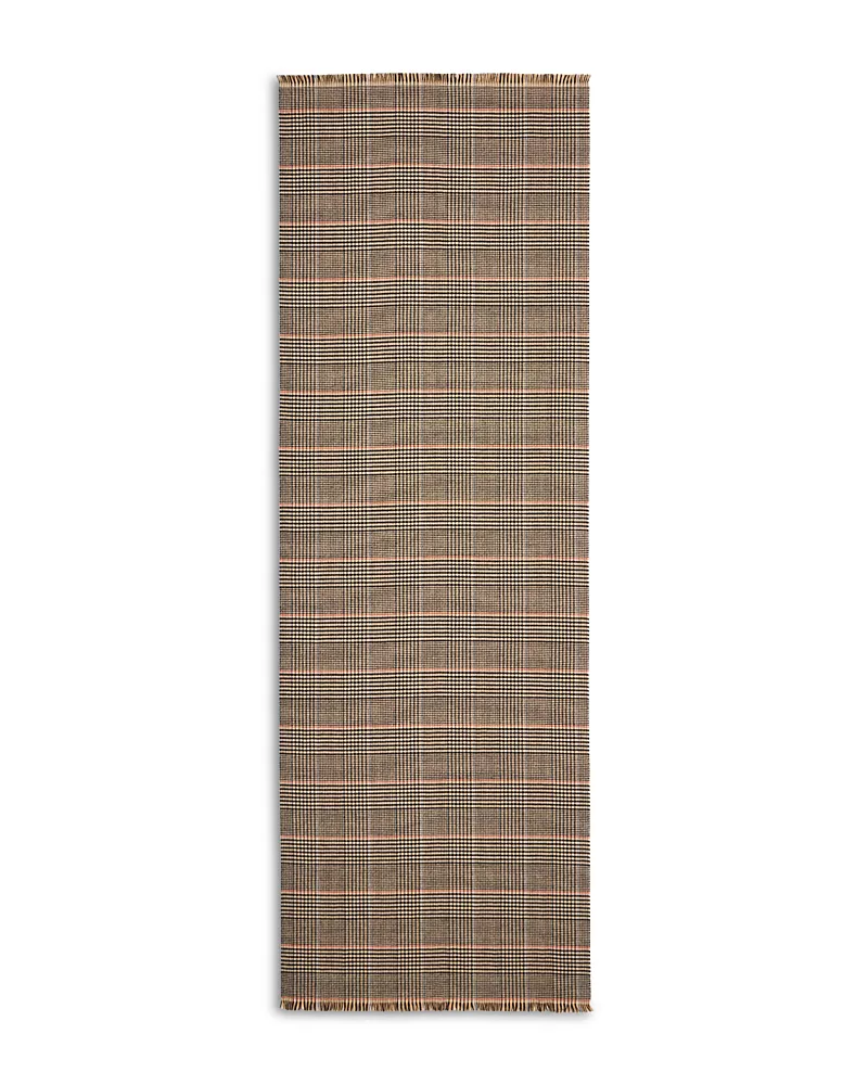 Veronica Beard Plaid Fringed Wool Scarf