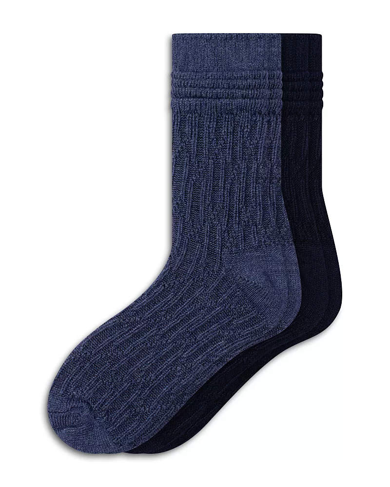 Hue Bubble Cable Knit Crew Socks, Set of 2
