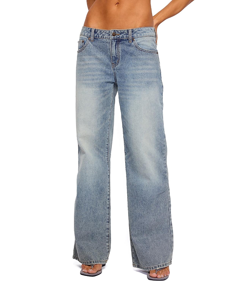 Edikted Raelynn Washed Low Rise Light Rinse Wash Jeans