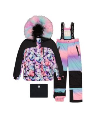 Girls' Play Floral Jacket & Gradient Pants Two Piece Snowsuit - Big Kid