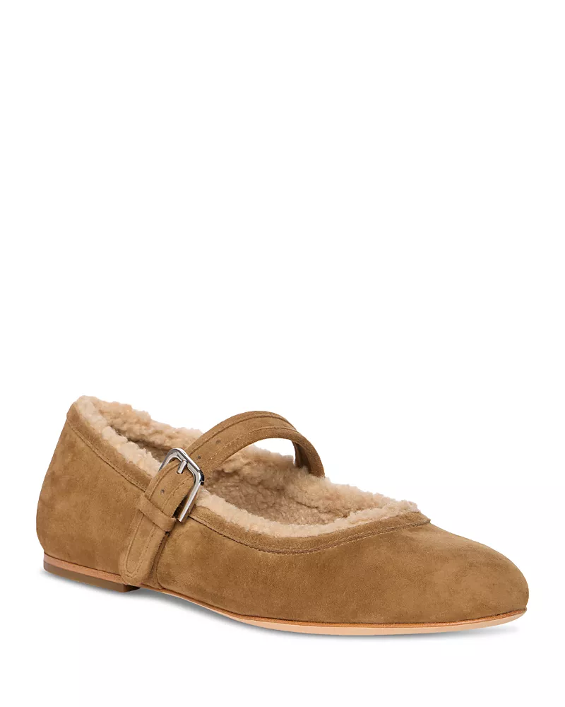 Paige Women's Joelle Suede Faux Shearling Lined Mary Jane Flats