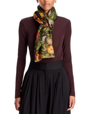 Metallic Floral Silk Square Scarf
