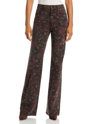 Crosbie High Rise Wide Leg Jeans in Washed Claret Floral