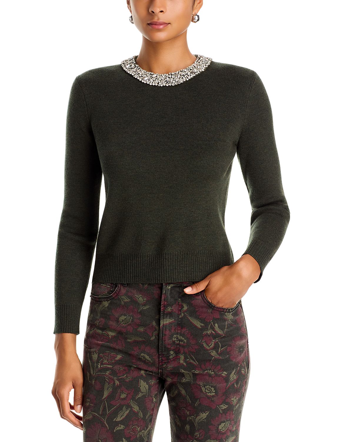 Veronica Beard Daro Merino Wool Embellished Sweater