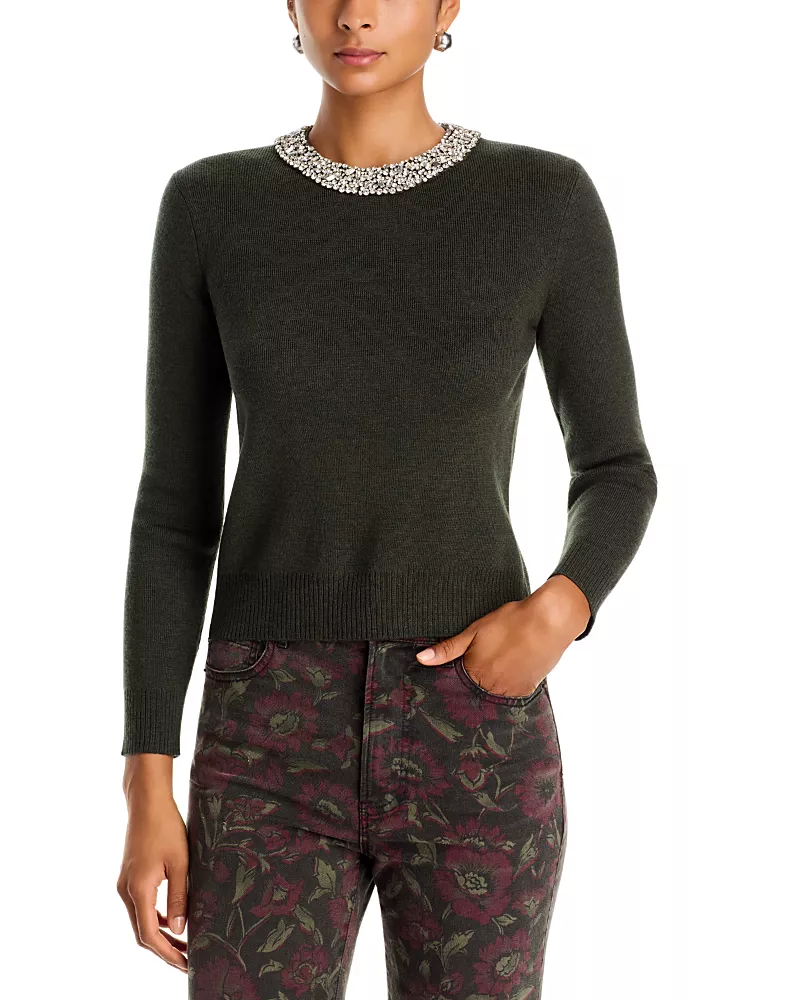 Veronica Beard Daro Merino Wool Embellished Sweater