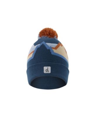  Boys' Winter Mountain Jacquard Rolled Cuff Knit Hat with Pompom - Little Kid, Big Kid