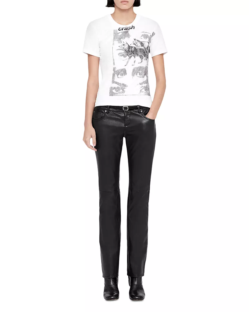 Allsaints Riella Leather Low Rise Bootcut Trousers