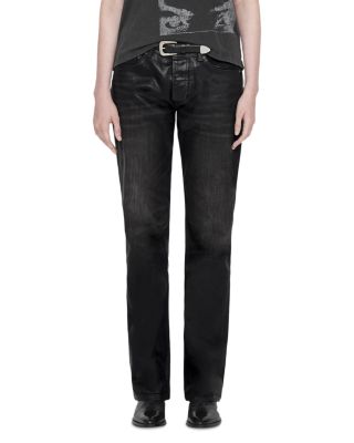 Nat Low Rise Slim Jeans in Coated Black