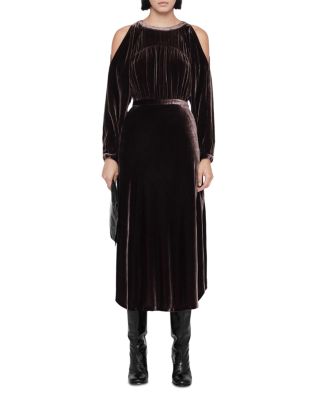 Chrissy Velvet Cold Shoulder Midi Dress