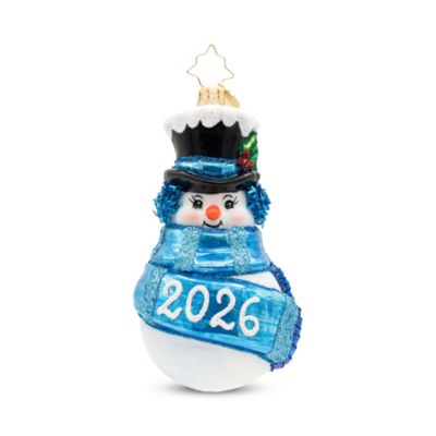 Snowy Wishes 2026 Snowman Glass Ornament