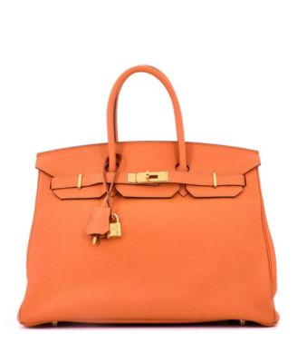 Birkin 35 Handbag Orange Togo with Gold Hardware