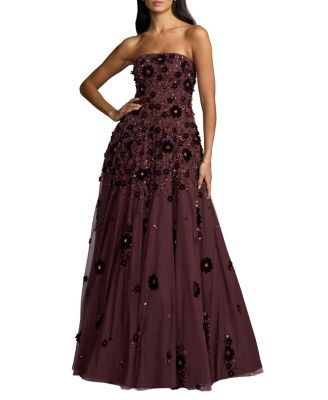  Floral Embellished Strapless Ball Gown