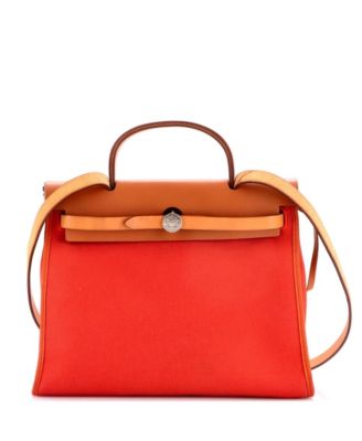 Herbag Zip Convertible Leather & Canvas Shoulder Bag
