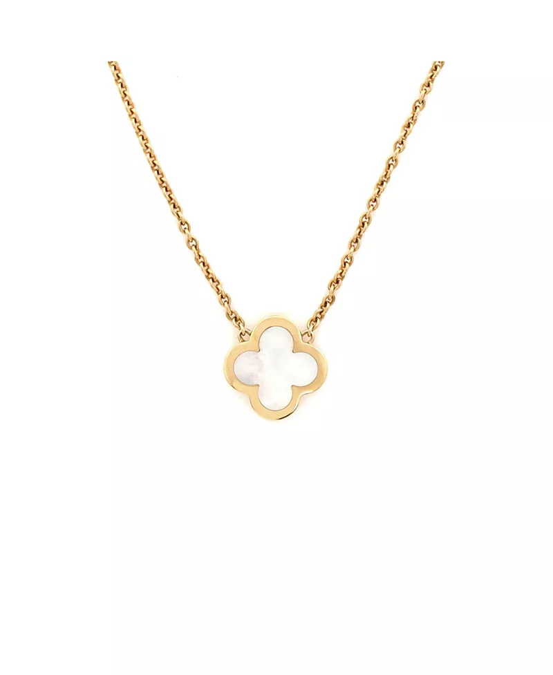 Pre-Owned Van Cleef & Arpels Pure Alhambra Pendant Necklace 18K Gold and Mother of Pearl