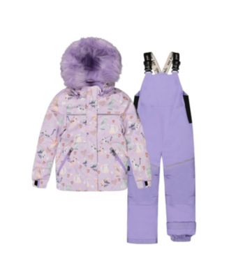  Girls' Discover Cats Fleece Hood Jacket & Suspender Pants Two Piece Snowsuit - Little Kid, Big Kid