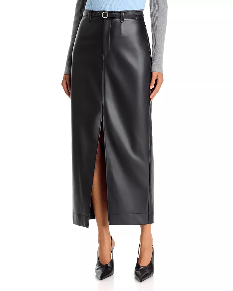 Toccin Meg Faux Leather Midi Skirt