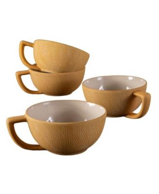  Marigold Crosshatch Latte Mugs, Set of 4