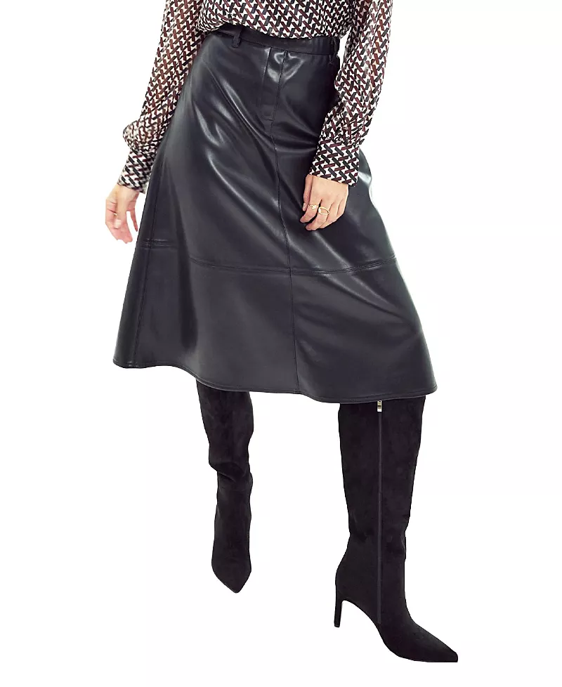 Elle Collection Women's Faux Leather Skirt