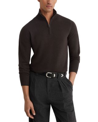 Royal Cashmere Stand Collar Half Zip Sweater