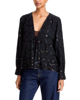 Lesley Sequinned Tie Front Jacket