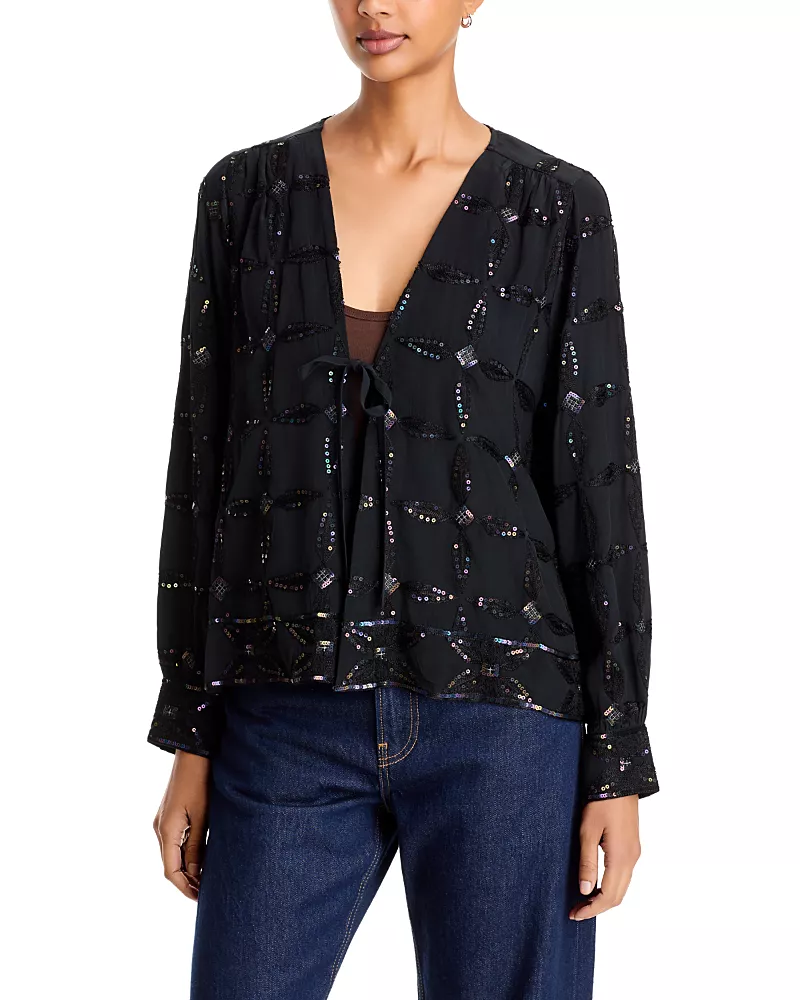 Johnny Was Lesley Sequinned Tie Front Jacket