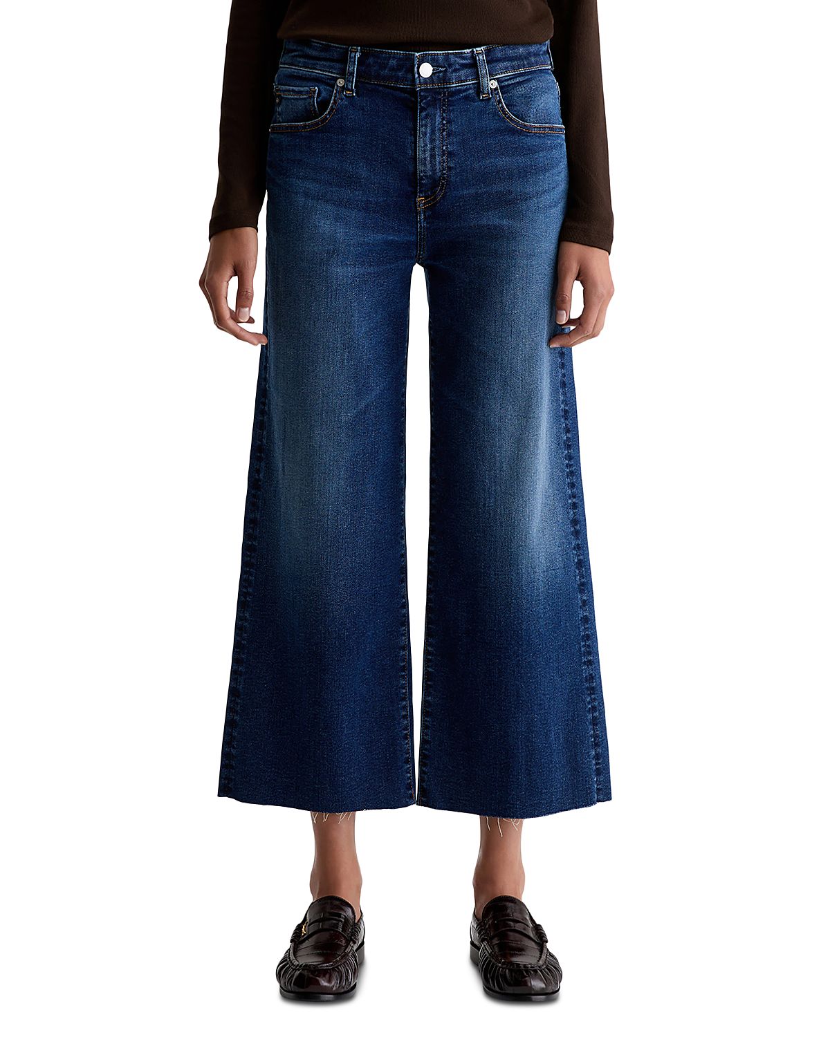 Ag Saige Mid Rise Cropped Wide Leg Jeans