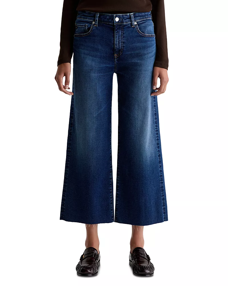 Ag Saige Mid Rise Cropped Wide Leg Jeans in Hard Bop
