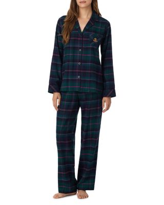 Brushed Twill Notch Collar Long Pants Pajama Set