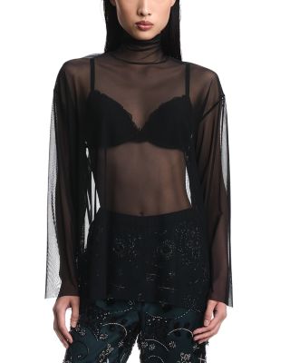 Sheer Mock Neck Top