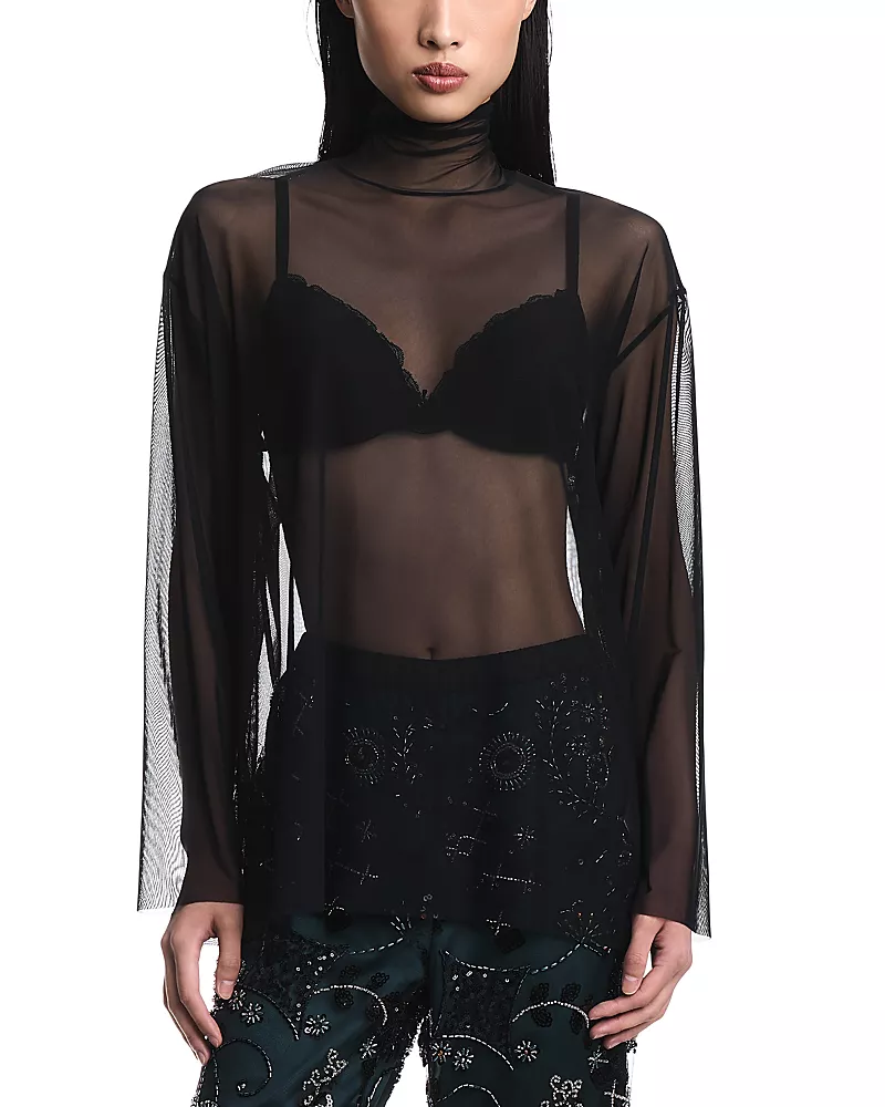 Emporio Armani Sheer Mock Neck Top