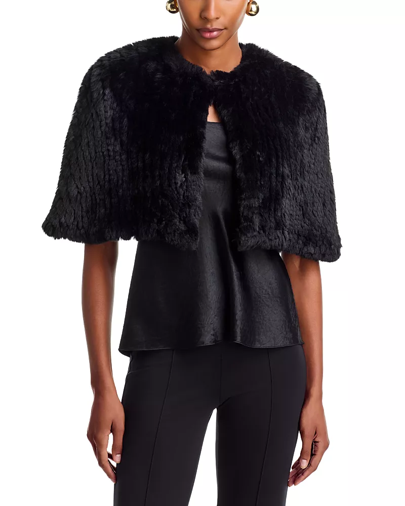 Alice and Olivia Deirdre Faux Fur Capelet