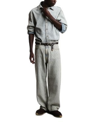 Allover Jacquard Jeans in Light Blue Denim