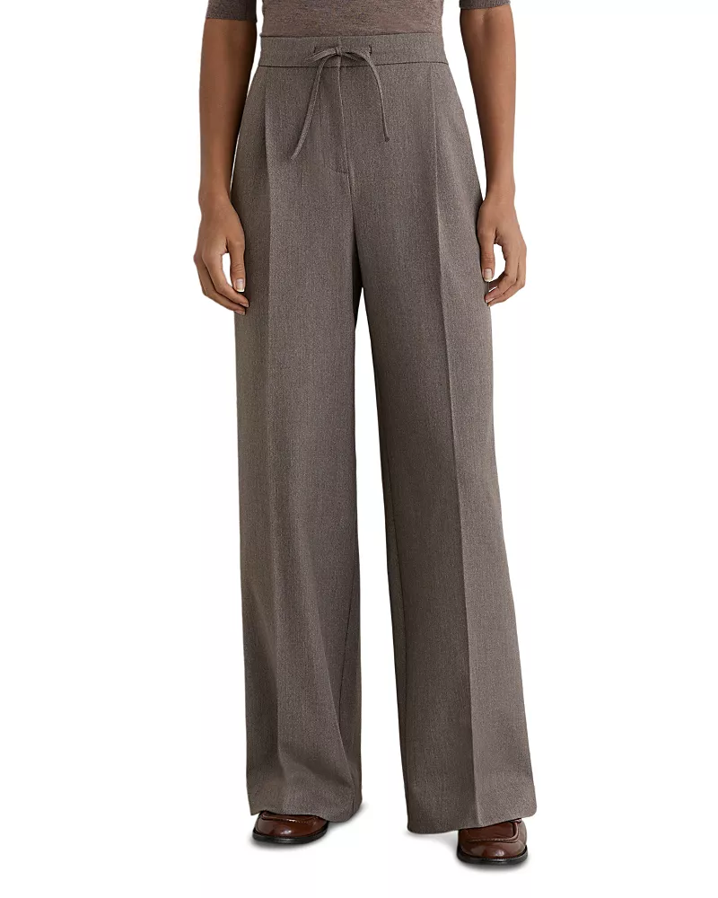 Reiss Petite Elowen Drawstring Waist Wide Leg Trousers