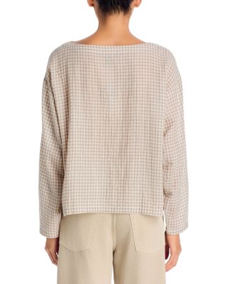 Wool Cotton Check Bateau Neck Boxy Top - thumbnail 9
