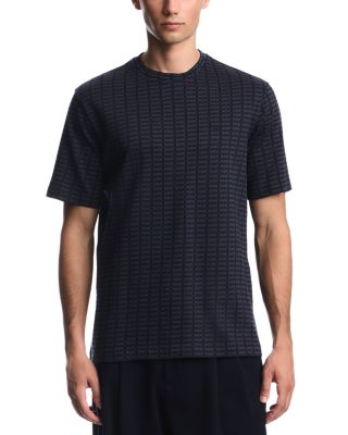 Jersey Jacquard Knit Effect Cotton T Shirt