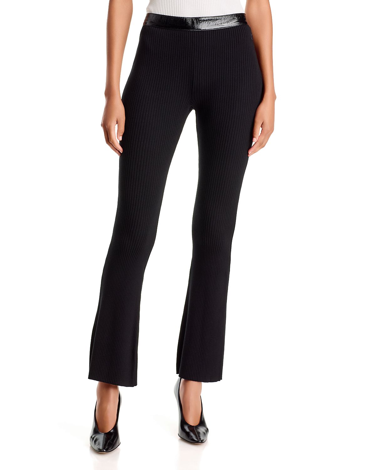 Courreges Contrasting Vinyl Rib Knit Flare Pants