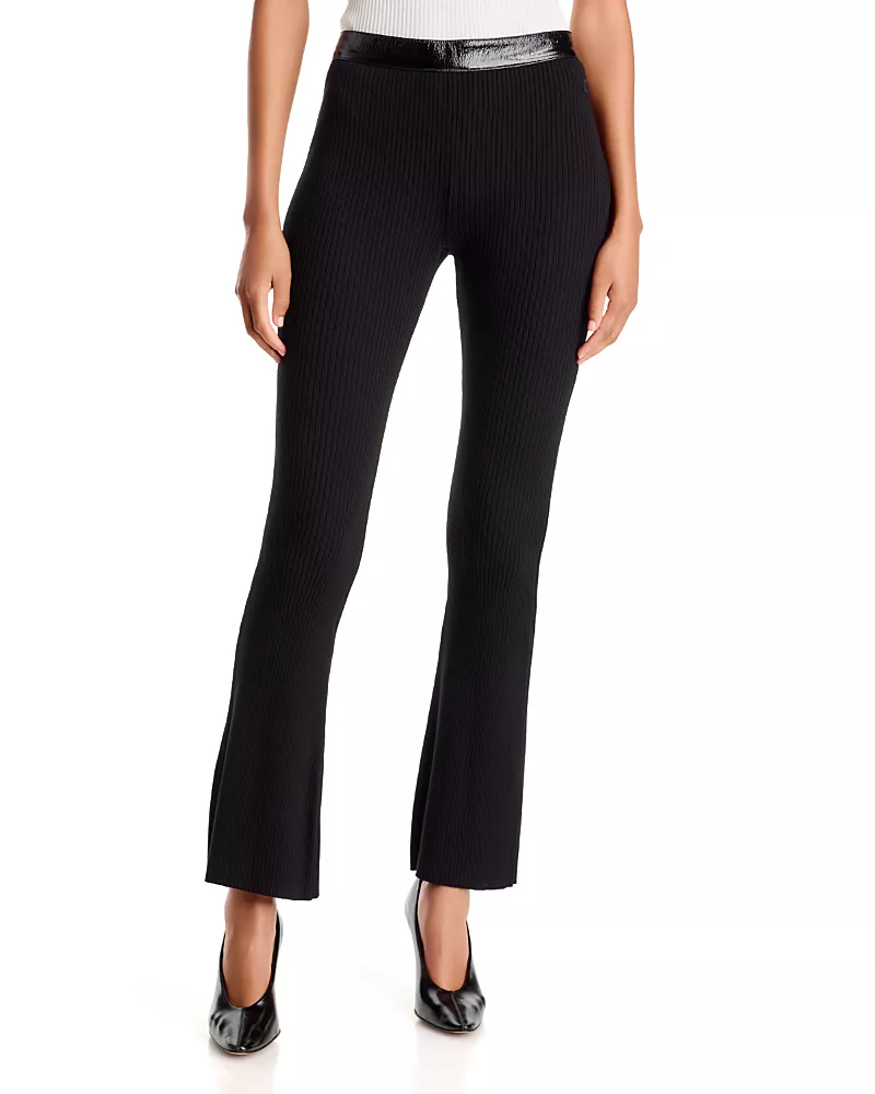 Courreges Contrasting Vinyl Rib Knit Flare Pants