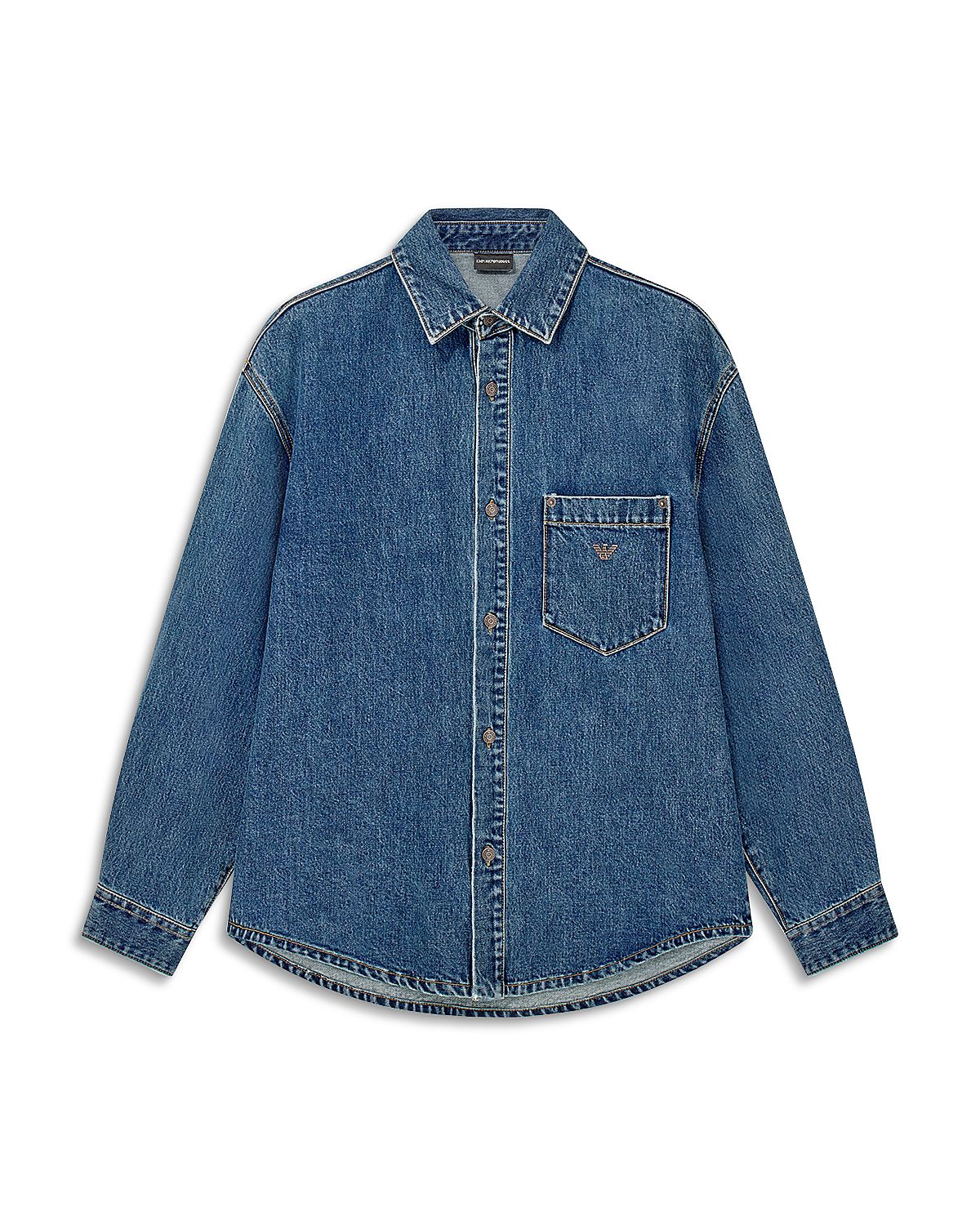 Emporio Armani Cotton Point Collar Denim Shirt