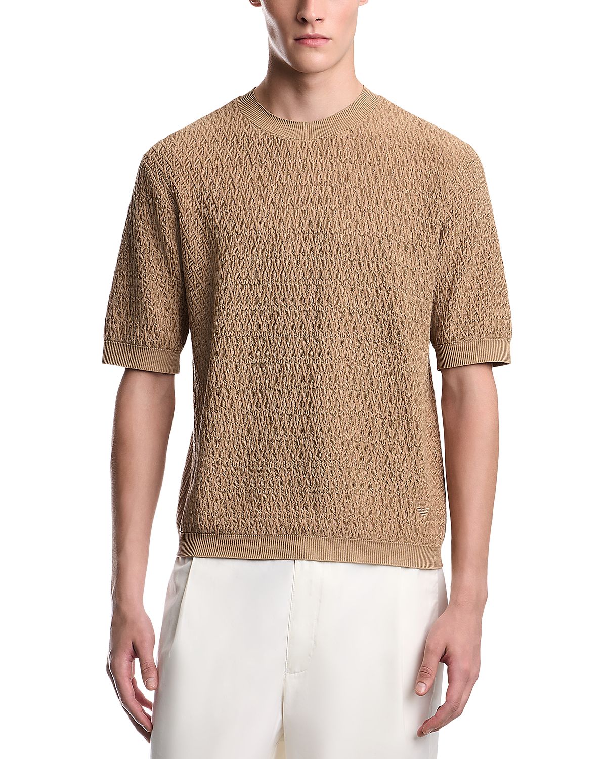Emporio Armani Chevron Jacquard Short Sleeve Sweater