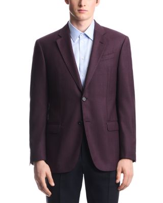 Tailored Fit Single Breasted Wool Chevron Blazer