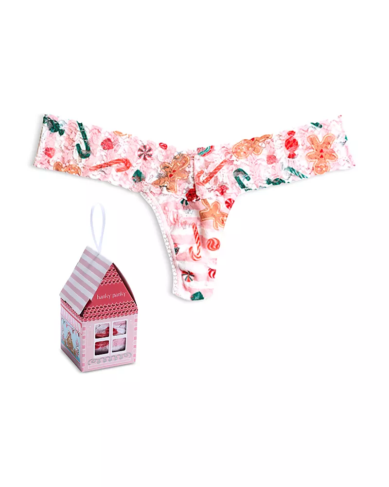 Hanky Panky Signature Lace Low Rise Thong Gingerbread House Gift Box Ornament