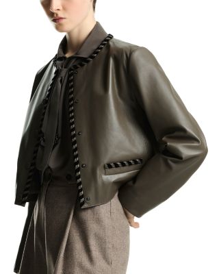 Leather Braided Trim Jacket