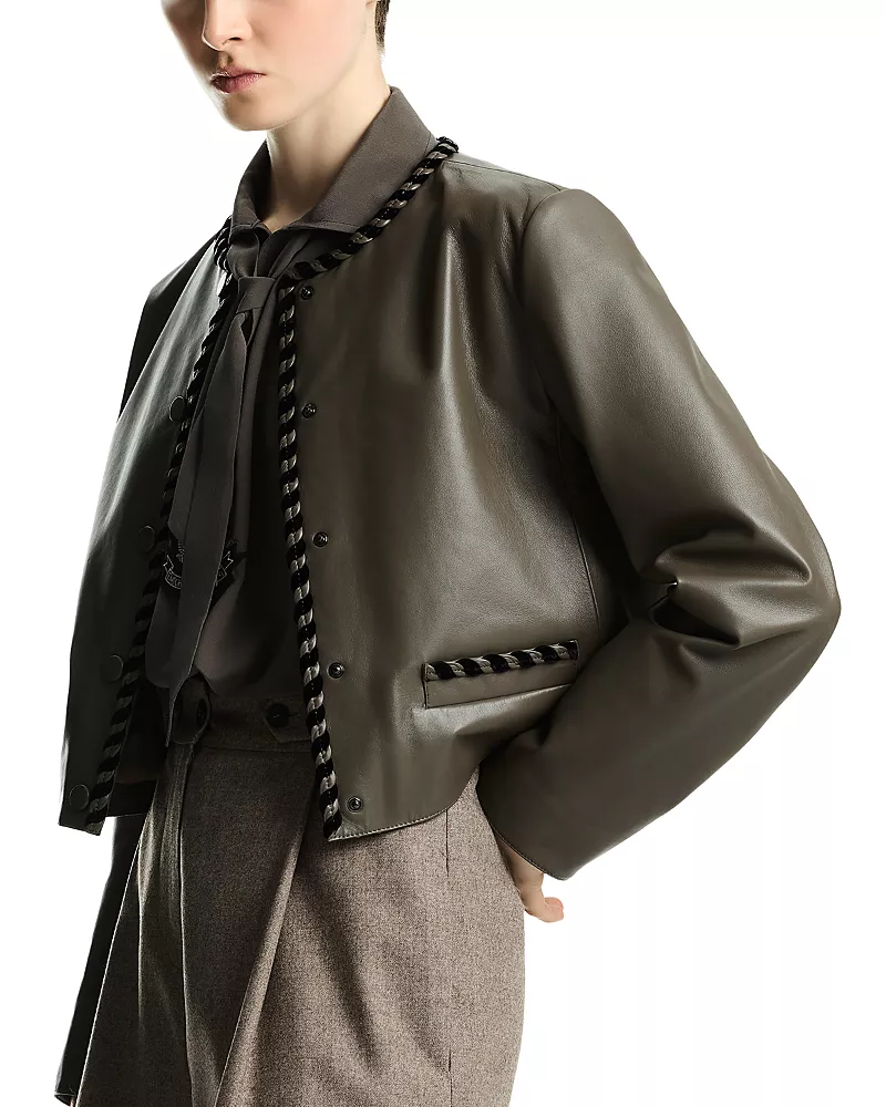 Emporio Armani Leather Braided Trim Jacket