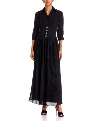 Hazel Banded Waist Textured Maxi Dress