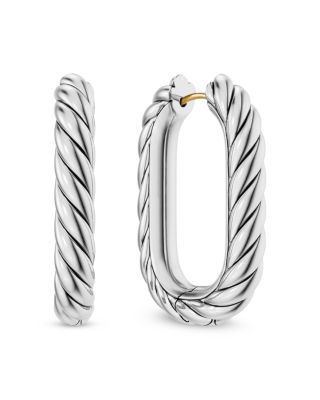 David Yurman Dy Madison Cable Hoop Earrings in Sterling Silver, 29.5mm