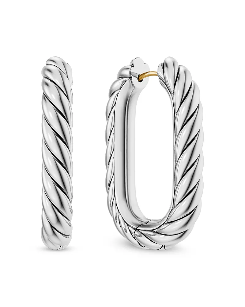 David Yurman Dy Madison Cable Hoop Earrings in Sterling Silver, 29.5mm